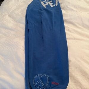 Blue Sweatpants with Peace Sign Embroidery